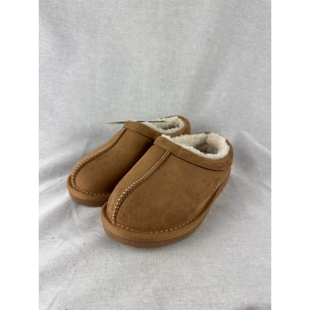 Cat &‎ Jack Jude Brown Faux Suede Faux Fur Lined Slippers Kids Size 11 NEW